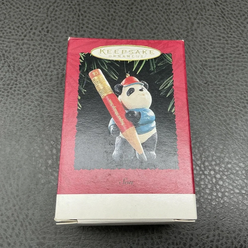 Vintage 1995 Hallmark Keepsake Super Sharp Son Panda Christmas Ornament Box